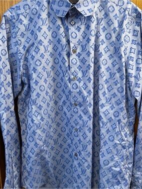 Louis Vuitton Blue Monogram Dress Shirt